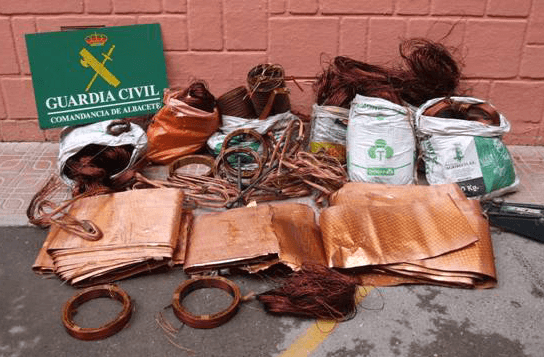 En este momento estás viendo La Guardia Civil de Albacete desarticula un grupo criminal dedicado a cometer robos de cobre en explotaciones agrícolas